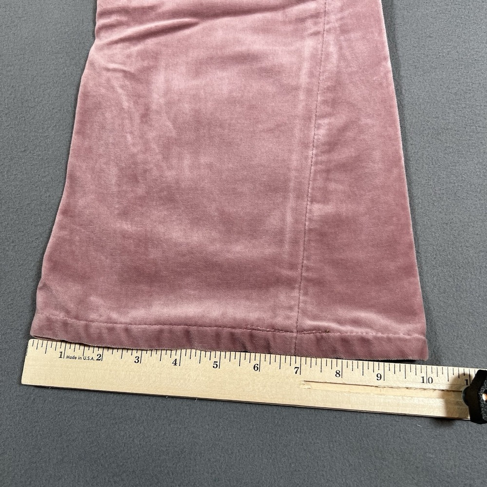True Religion Joey Big T Velour Flare Leg Pants Sz 31x30 Pink Bootcut Flaps USA - Picture 8 of 12